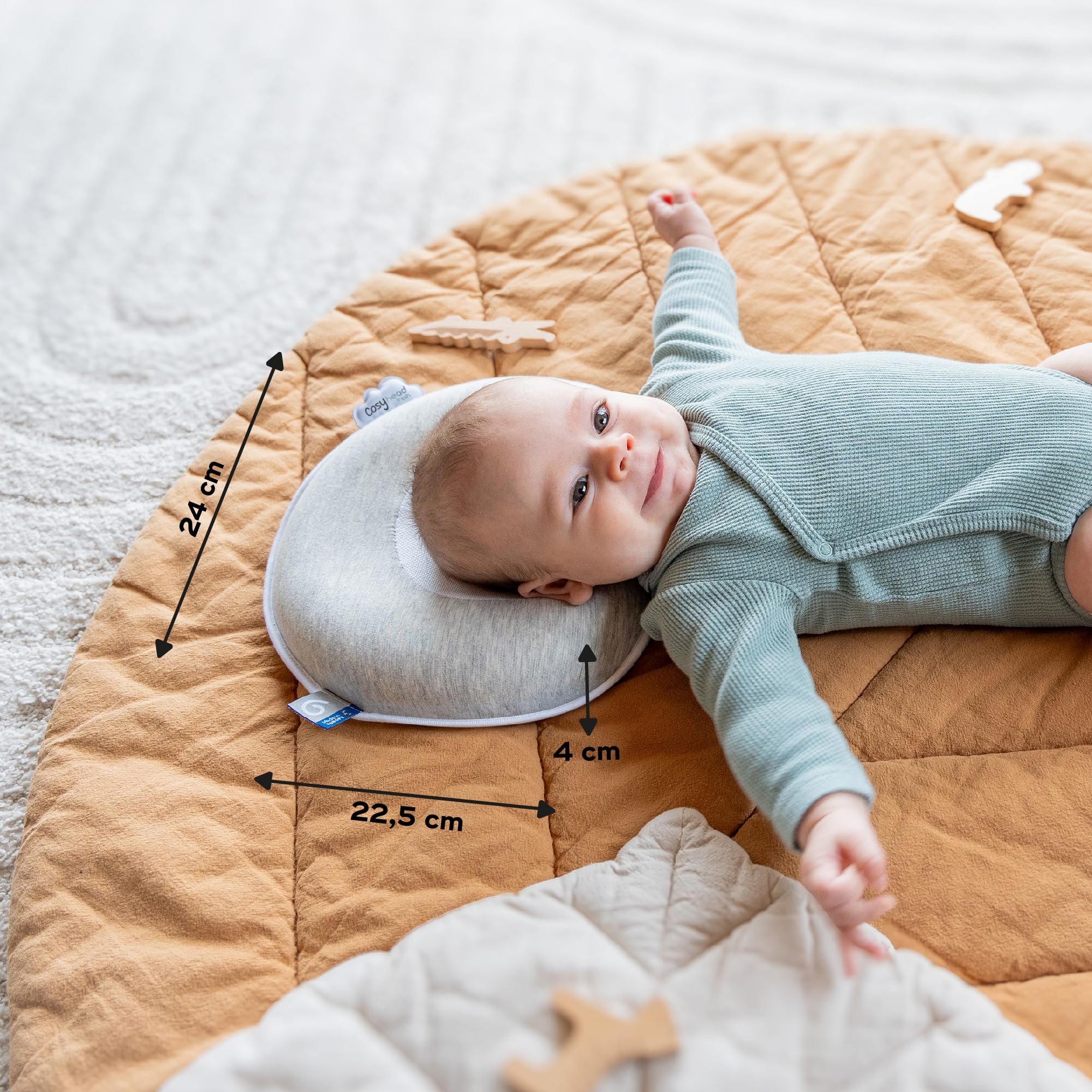 Babymoov Cosyhead Fresh Smokey, cuffia ergonomica e traspirante per bambini, made in Europe