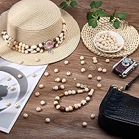 Vista 4 de PH PandaHall Cuentas de madera, 100 cuentas espaciadoras de madera redondas naturales sin terminar de 0.472 pulgadas, bolas redondas de madera