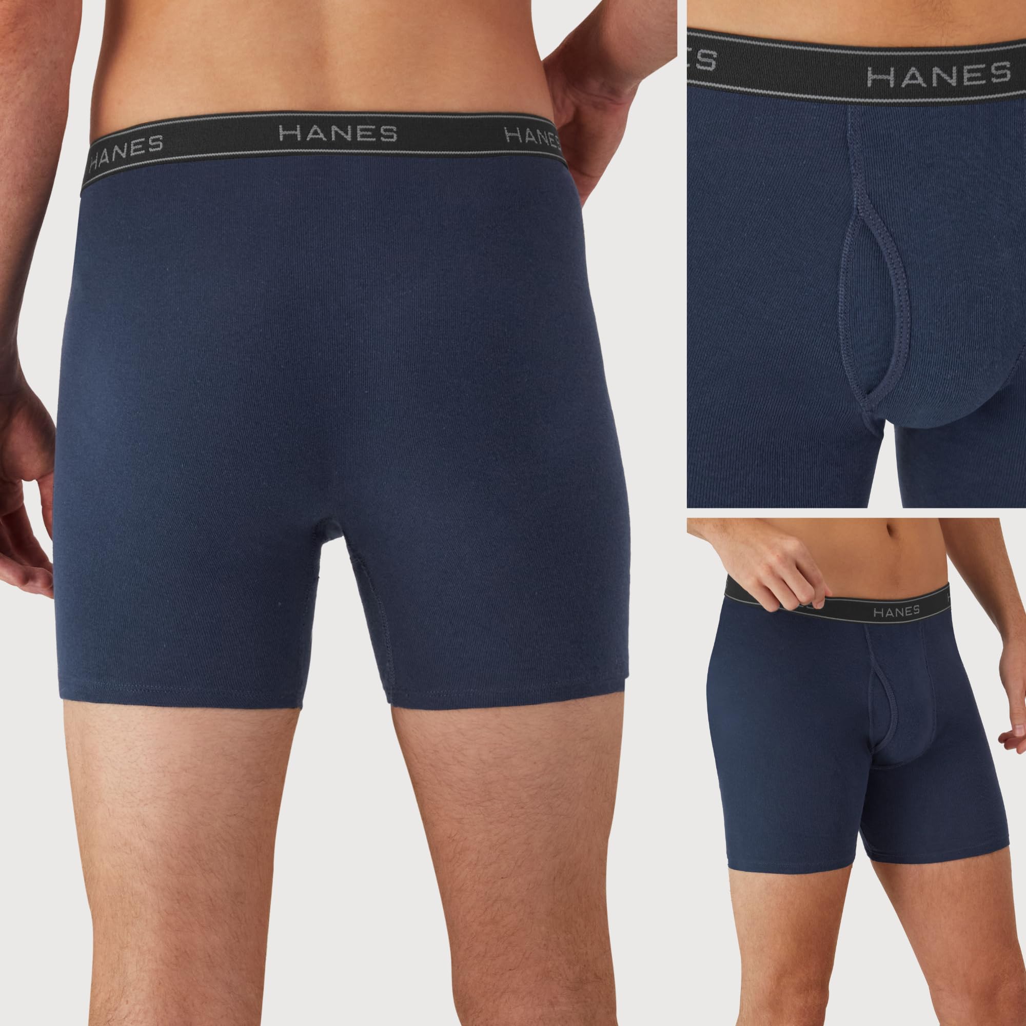 Hanes Herren Underwear Boxer Briefs, Cool Dri Moisture-Wicking Underwear, Cotton No-Ride-up for Men, Multi-Packs Available Retroshorts (12er Pack)