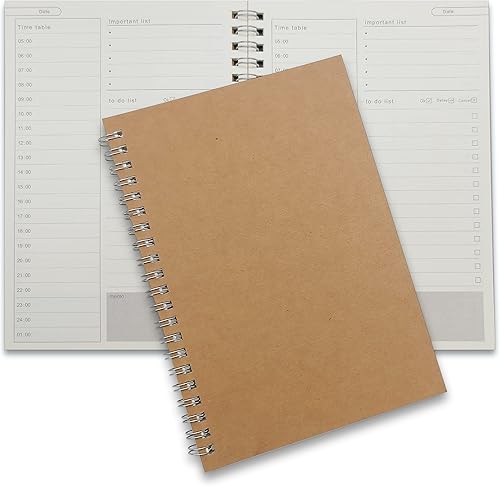Agenda diaria sin fecha, 5.2 x 7.5 pulgadas, planificador por hora, cuaderno de lista de tareas, manual de gestión del tiempo y planificador, 50