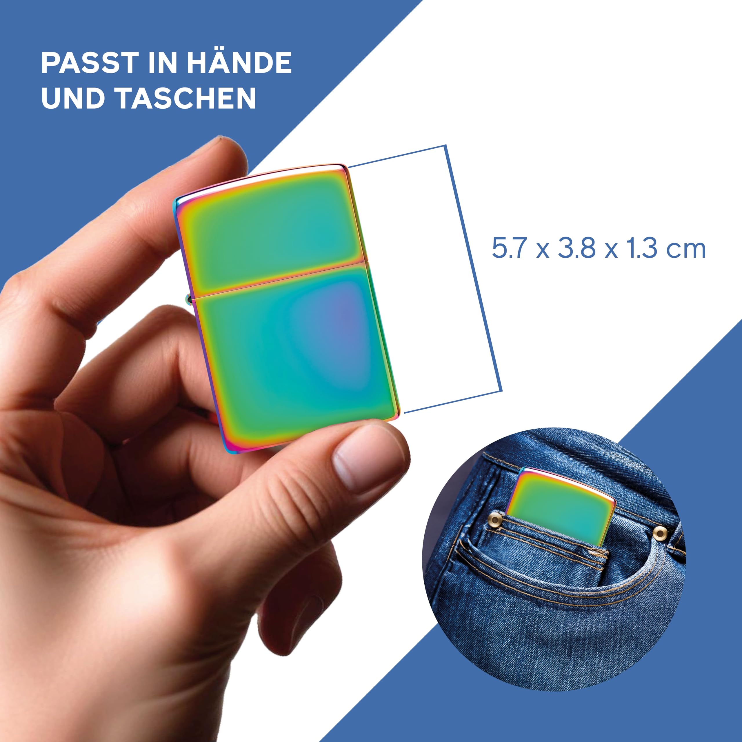 Zippo Sturmfeuerzeug - Multicolor mit seitlicher Flammengravur - Nachfüllbar - Wiederverwendbar - Windfestes Design - Geschenkbox - Made in USA - Amazon Exclusive – Bild 5