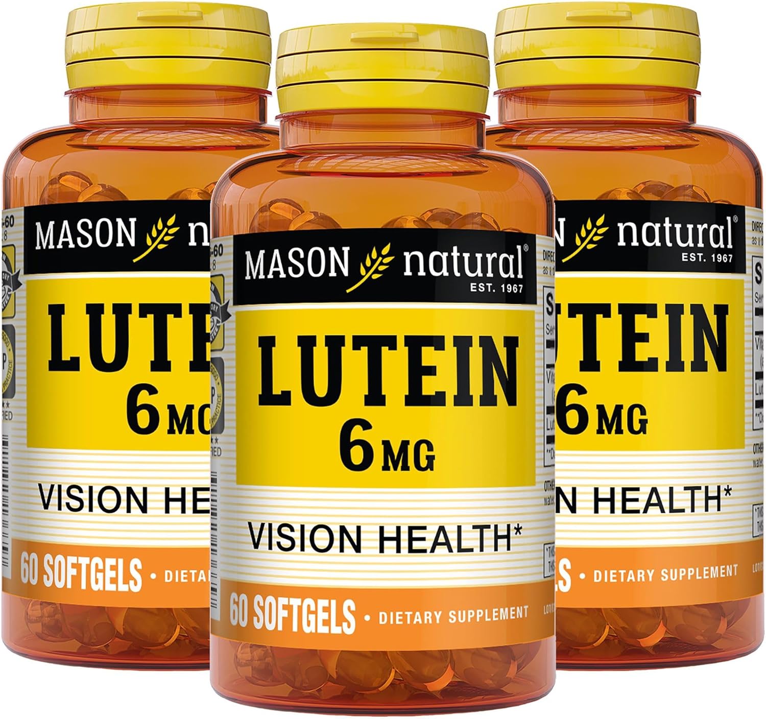 MASON NATURAL Lutein 6 mg with Vitamin E, 6 Month Supply, Healthy Vision & Eye Function, Supports Normal Eye Health, Pack of 3