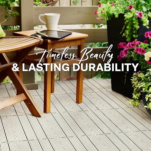 Miniatura 6 de Juego de 10 baldosas de madera compuesta de plástico para terrazas compuestas FSC sostenibles, resistentes al óxido, agua, clima, fáciles de hacer y
