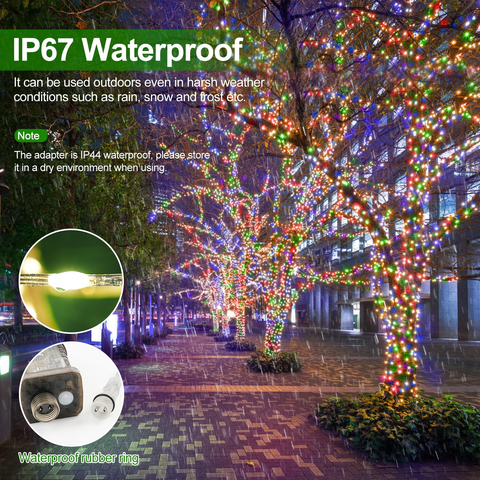 Buudala Luci Albero di Natale 30M 300LED, Catena Luminosa Esterno Luci di Natale Interno IP67 Impermeabile, 8 Modalità Catena LED Natalizie per Esterno Giardino Balcone Festa Matrimonio