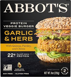 Abbot's Butcher Garlic Herb Veggie Burger - 22g Plant Protein Patties, 8oz Frozen