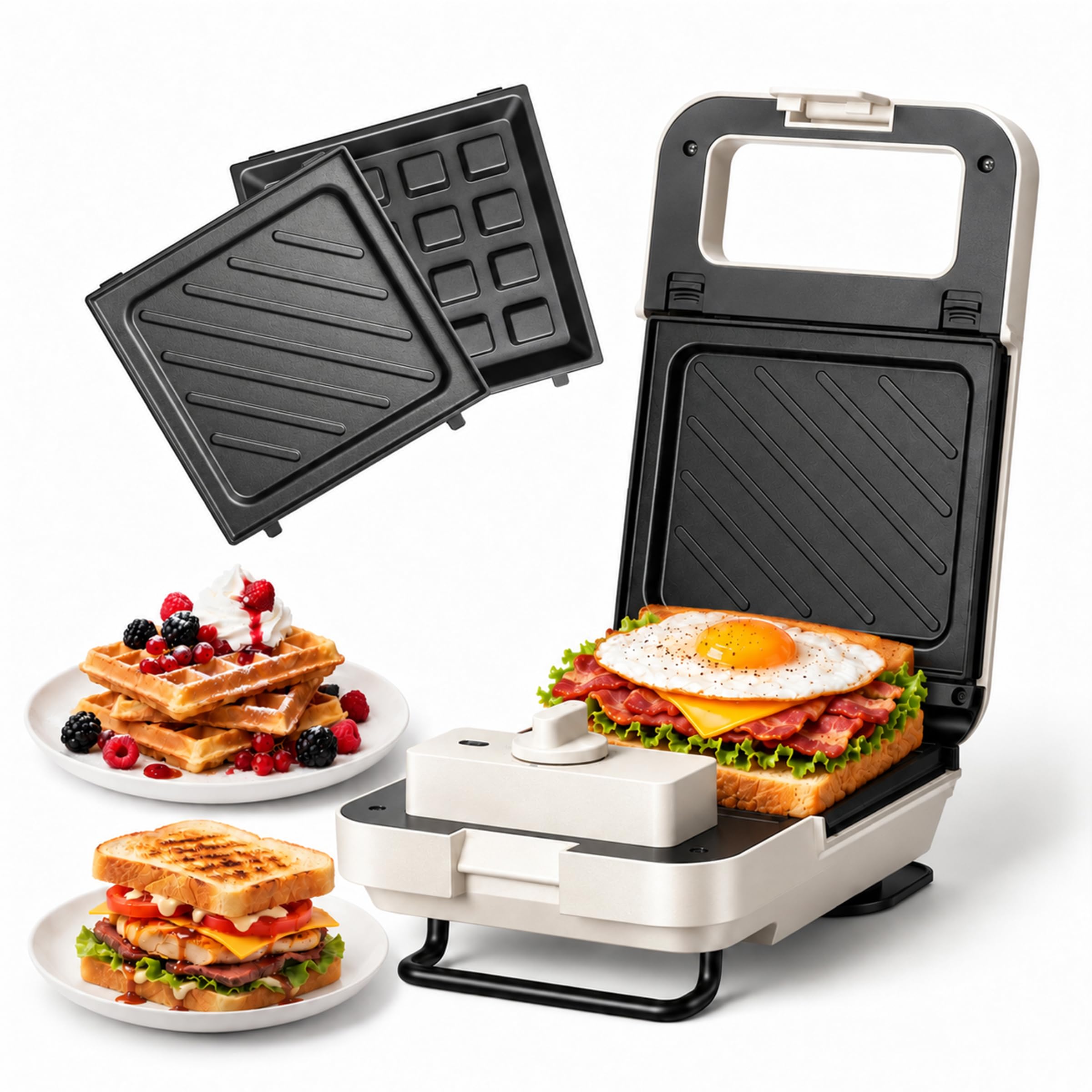 SIMPLUS Appareil Croque Monsieur 3 en 1, Gaufrier Panini