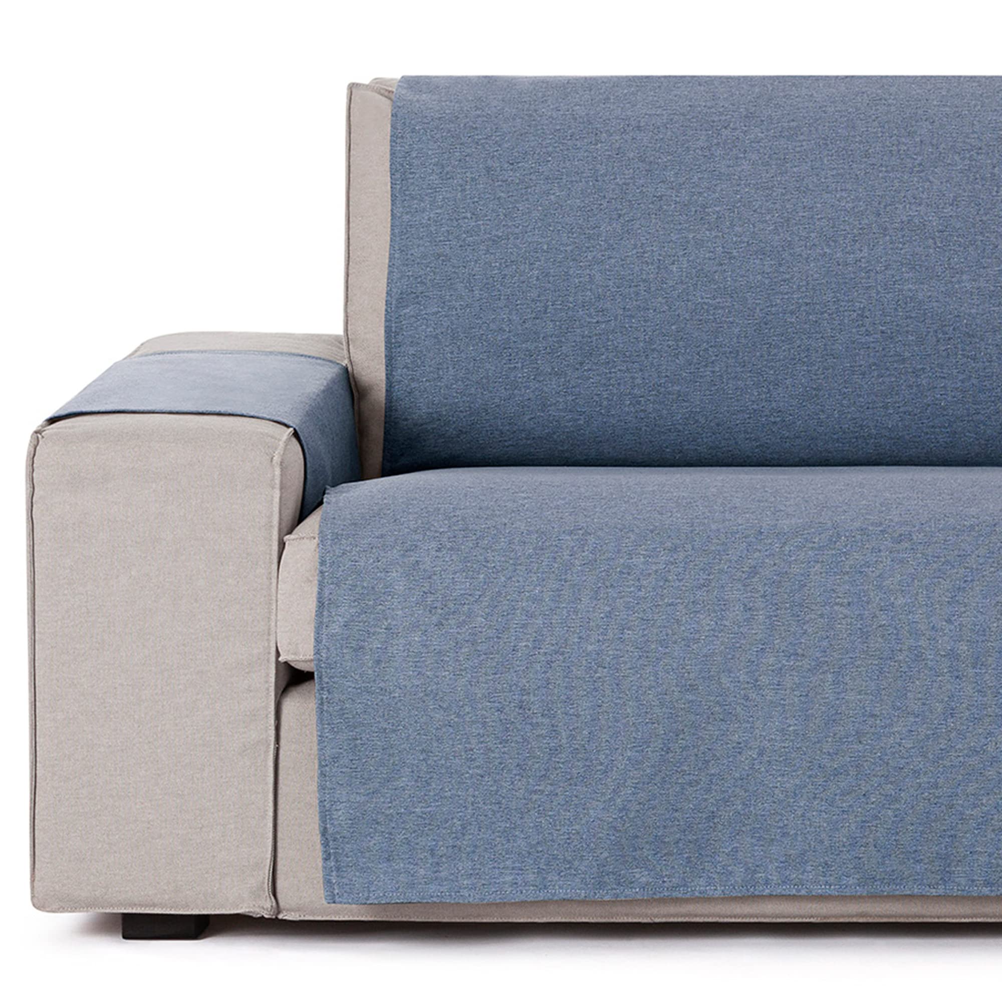 Vipalia Protector Funda Sillon Relax. Cubre Sofa 1 Plaza. Cubre Sillon reclinable Liso Algodon. Fundas para Sofa Brisa. Color Azul. Cubre Sofa 1 Plaza/Relax 55 cm. para Sofas de 60 a 110 cm.