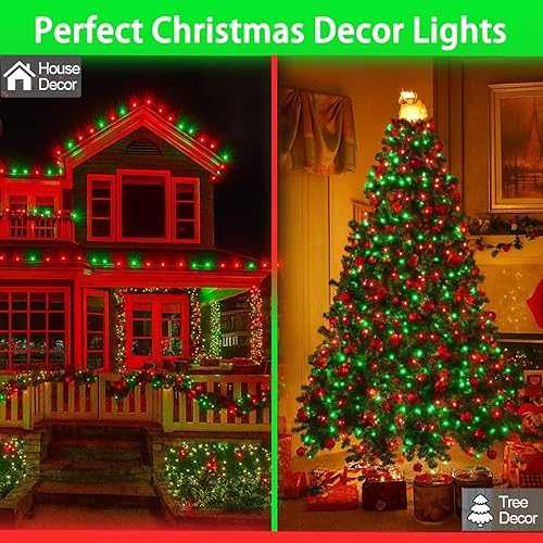 Miniatura 5 de Paquete de 4 luces solares de Navidad de 180 pies para exteriores, impermeables, súper brillantes, 320 luces LED solares con 8 modos de iluminación,