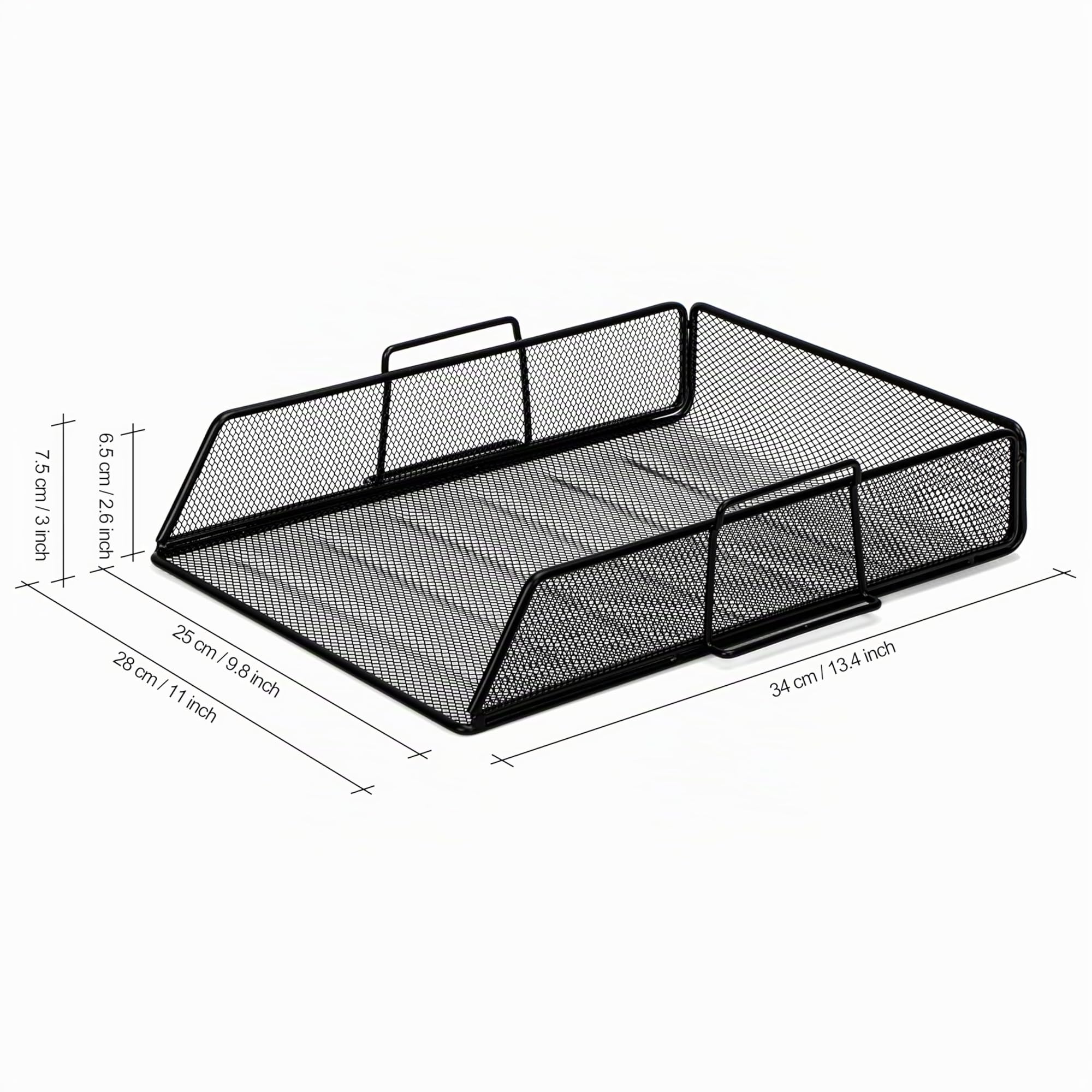EXERZ Bandeja de Papel de 6 Piezas, Incluye 4 clasificadores apilables, 1 Bandeja Superior, 1 Cesta Lateral, Organizador de Escritorio de Malla de Alambre, Soporte de Archivos, Oficina, Escuela