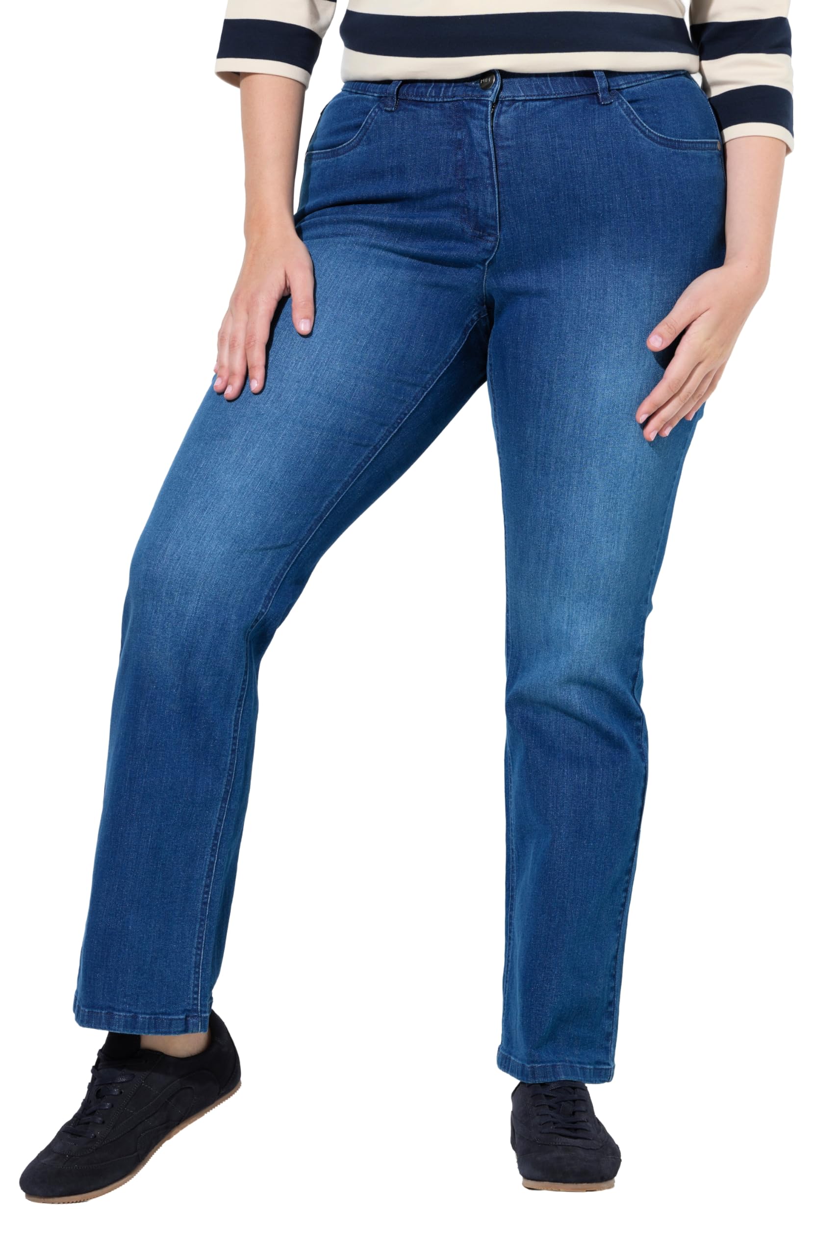 Ulla Popken Damen große Größen Übergrößen Plus Size Jeans Marie, Bootcut, Elastikbund, Biobaumwolle 846993