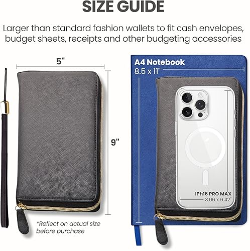 Miniatura 5 de Cartera de sobres para efectivo magenta, sistema de presupuesto todo en uno, 12 sobres de efectivo con pestañas, 12 hojas de presupuesto mensual,