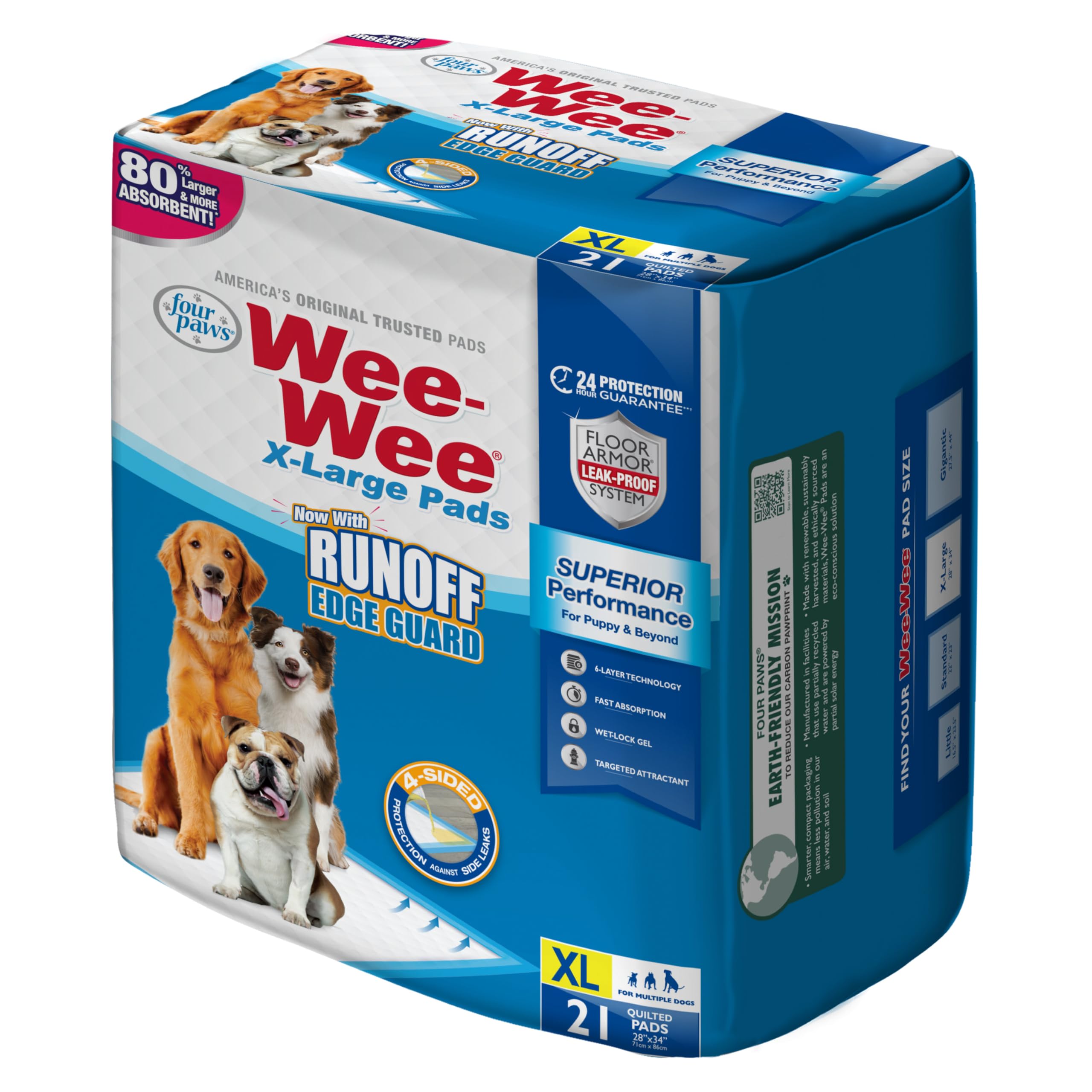 Four Paws Wee-Wee ochraniacze na siusiu dla psów i szczeniąt l Gigantic, XL, standardowe i małe, chłonne, do treningu szczeniaków, szczelna, 6-warstwowa technologia, gwarantowana 24-godzinna ochrona
