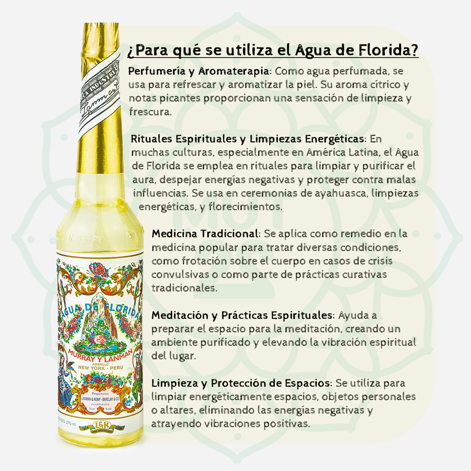 Floryda 100% oryginalna woda Peru - 2 butelki 270 ml do czyszczenia i ochrony duchowej