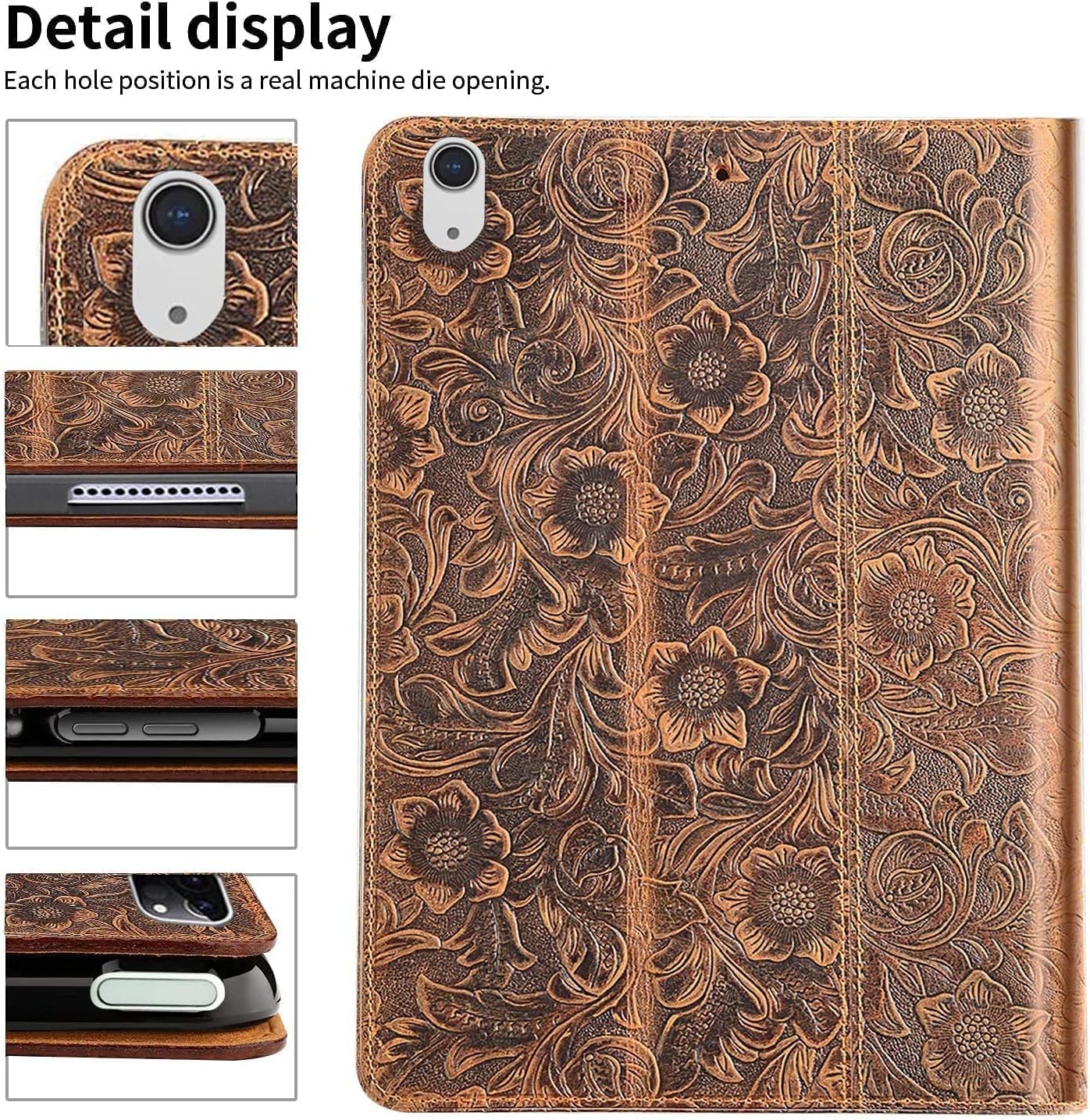 Gexmil Leather Case for iPad (A16) 11th Generation 11 Inch 2025, iPad 10th Generation 10.9 Inch 2022,Protective Cover with Pencil Holder,Auto Sleep/Wake,Anti Slip,Pattern-Brown