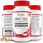 1 URIC GO Uric Acid Cleanse Support Supplement for G.O.U.T - Natural Kidney Cleanse Detox Formula Chanca Piedra, Celery Seed, Tart Cherry, Cranberry, Pomegranate, Turmeric, Vegan Non-GMO 60 Capsules