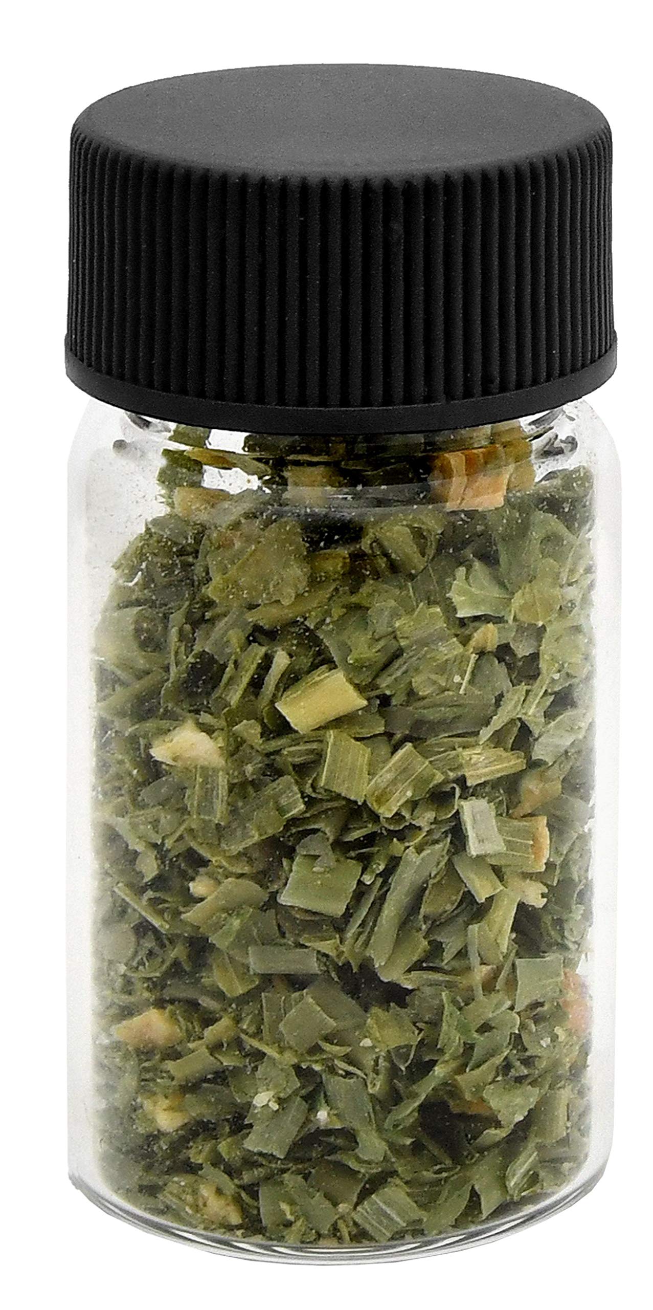 113 Stück Glasflasche mit Schraubverschluss, Probenflasche, Probierfläschchen, Schraubgläschen, 57mm x Ø27,5mm, Laborglas klar mit Schraubdeckel schwarz