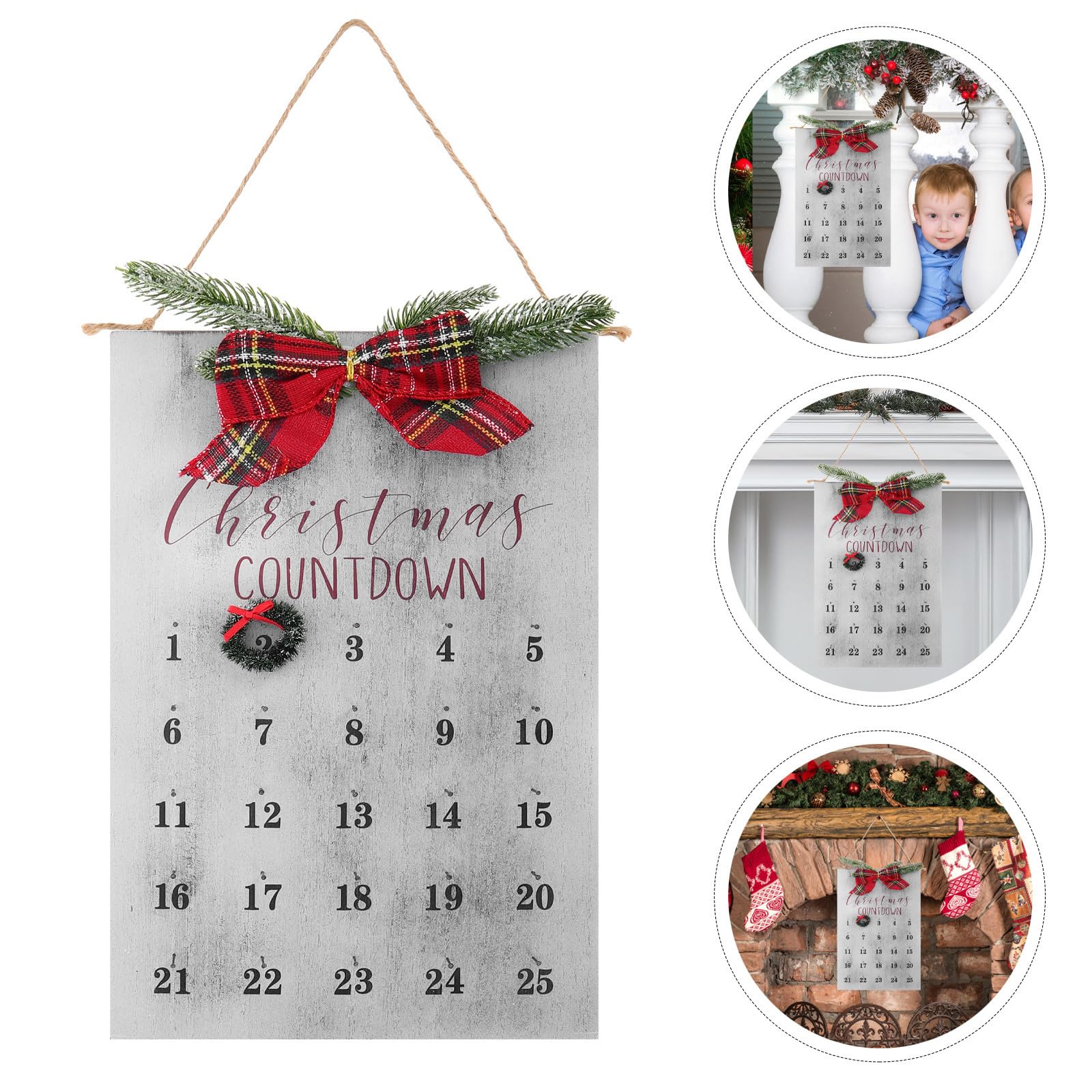 TOYANDONA Weihnachtskranz Kalender mit Countdown aus Dichteplatte für