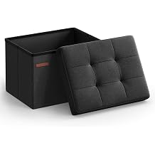 SONGMICS Small Folding Storage Ottoman, 15.7 x 12.2 x 12.2 Inches