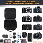 RAIALL Camera Case for Canon EOS Rebel T7/R50/R50V/R100/4000D/2000D/R5/R6 Mark II/R7/R8/R10/RP/R7/ for Sony DSLR Camera, Hard Carrying Case Protective Travel Bag Fits Lens, Tripod, Batteries, Black