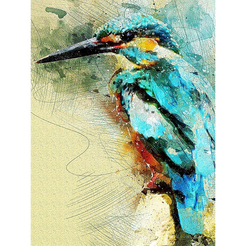 Wee Blue Coo Kingfisher Bird Painting Art Print Poster Wall Decor 12X16 Inch