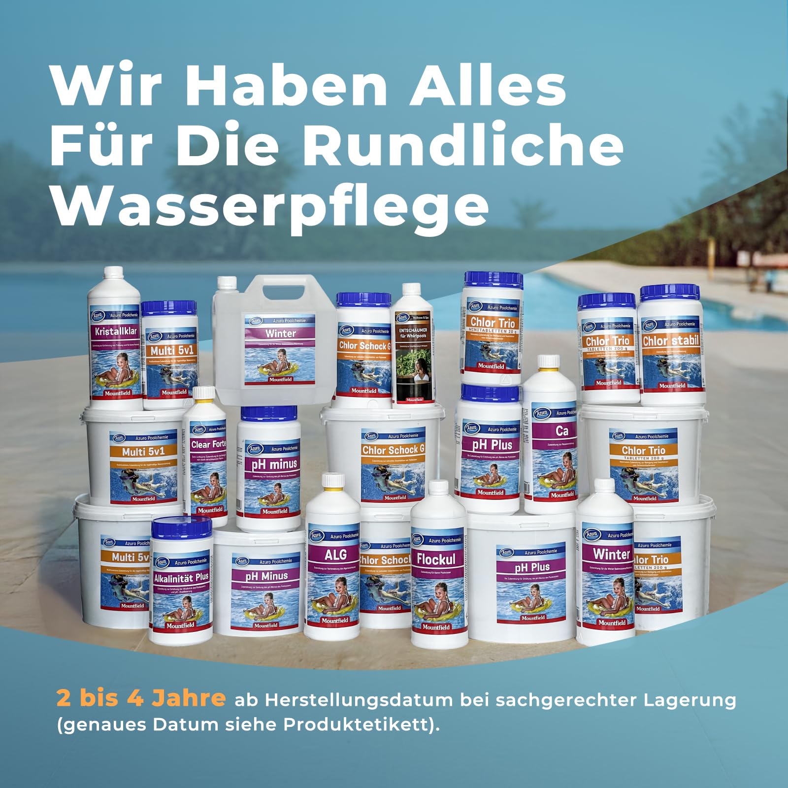 Azuro Multi 5in1 Chlortabletten für Pool – Pooltabs Multitabs 5 in 1 mit Chlor – Desinfektion, pH-Regulierung, Flockung, Wasserenthärtung & Algenverhütung – 100% (5 KG)