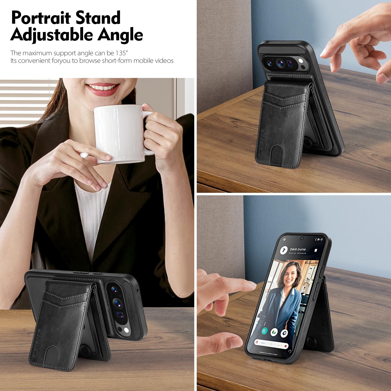 SkyEagle Compatible avec Magsafe Étui portefeuille amovible 2 en 1 pour Google Pixel 10 5G avec porte-cartes et porte-cartes en cuir synthétique doté de blocage RFID et fentes de crédit, pour Pixel 10
