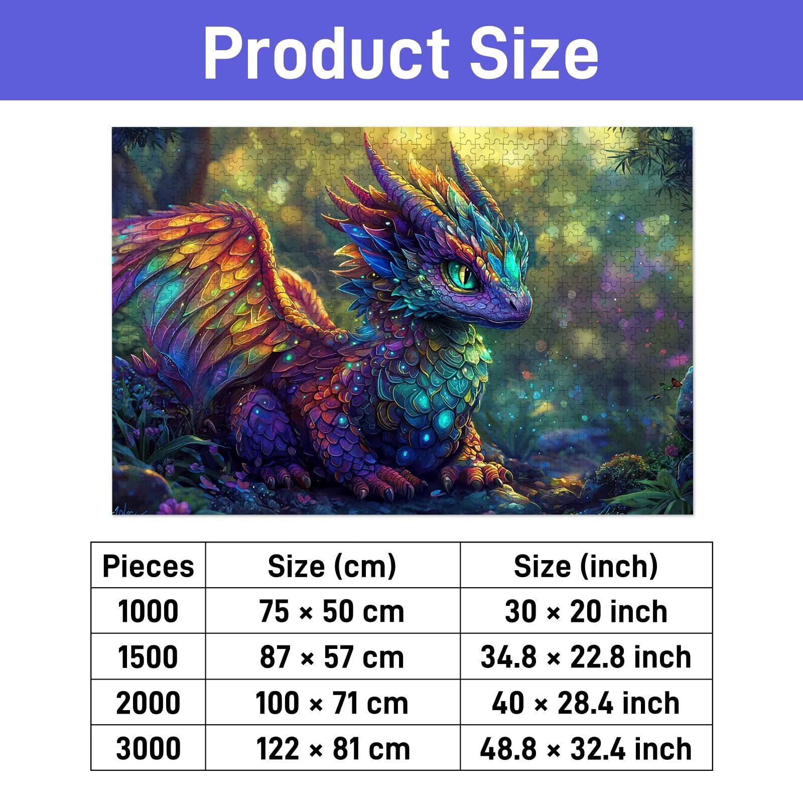 Puzzle 3000 Pièces Adultes, Puzzle Dragon pour Adulte, Grand Puzzles Bois avec Boite Cadeau, Jeu de Concentration pour Adultes, 3000 Pièces Puzzles pour Décoration Murale Maison, Cadeau Femme, R-72