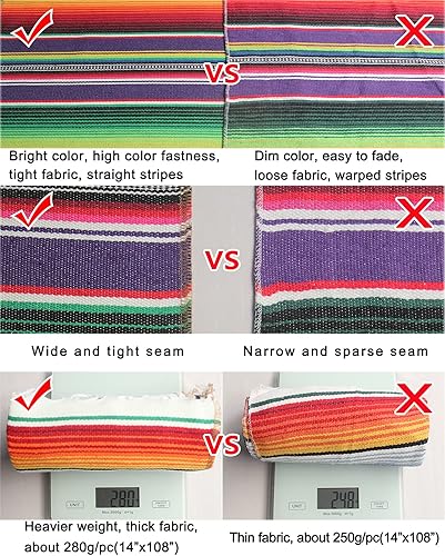 Miniatura 4 de Camino de mesa mexicano de 14 x 108 pulgadas para fiesta temática mexicana, fiesta del Cinco de Mayo, decoraciones del día de la muerte, manta de