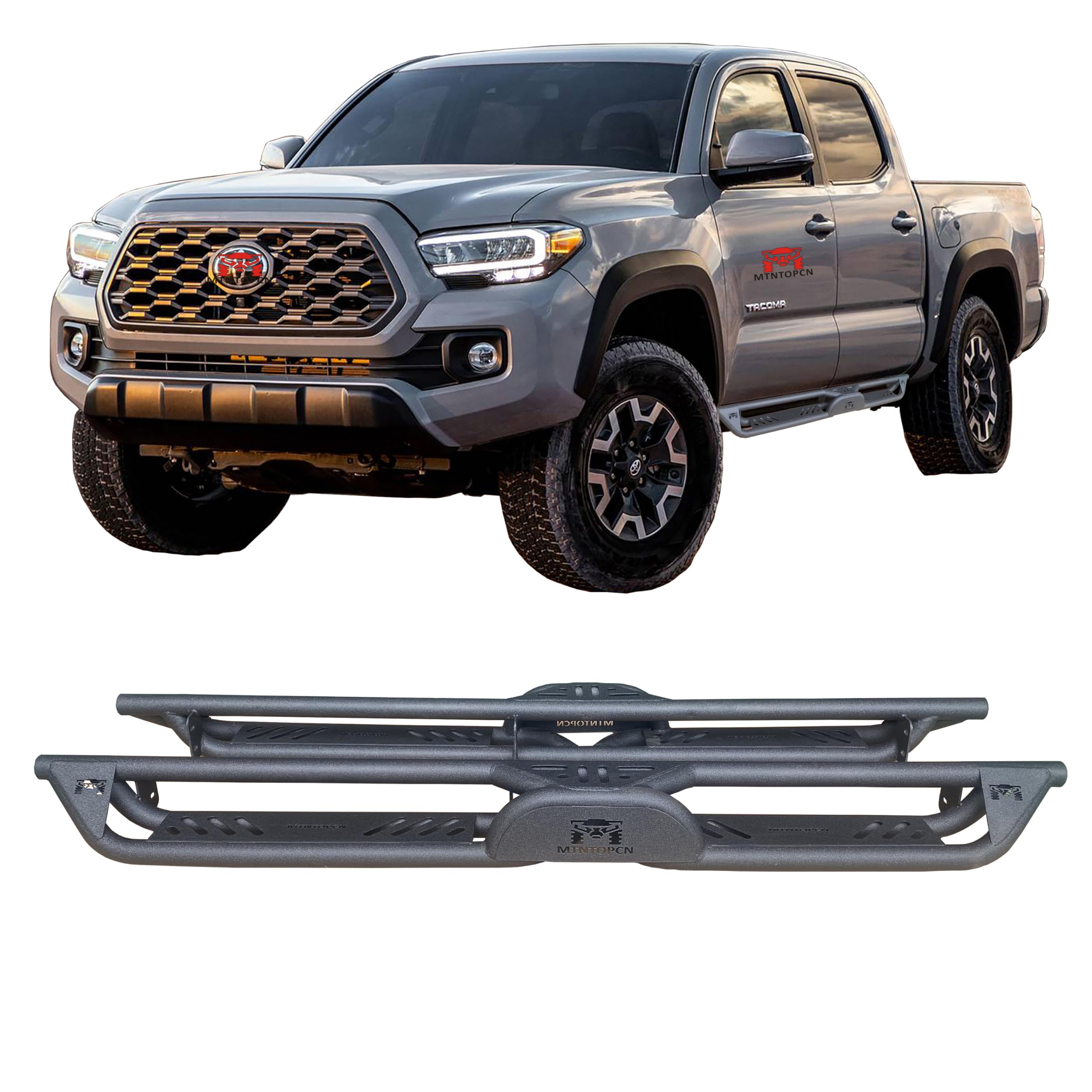 Photo 1 of 6.8" Running Boards Side Steps Compatible for 2005-2023 Toyota Tacoma Double Cab, Side Step with Two Stairs Design Nerf Bar- Enhance Your Truck's Style & Accessibility!