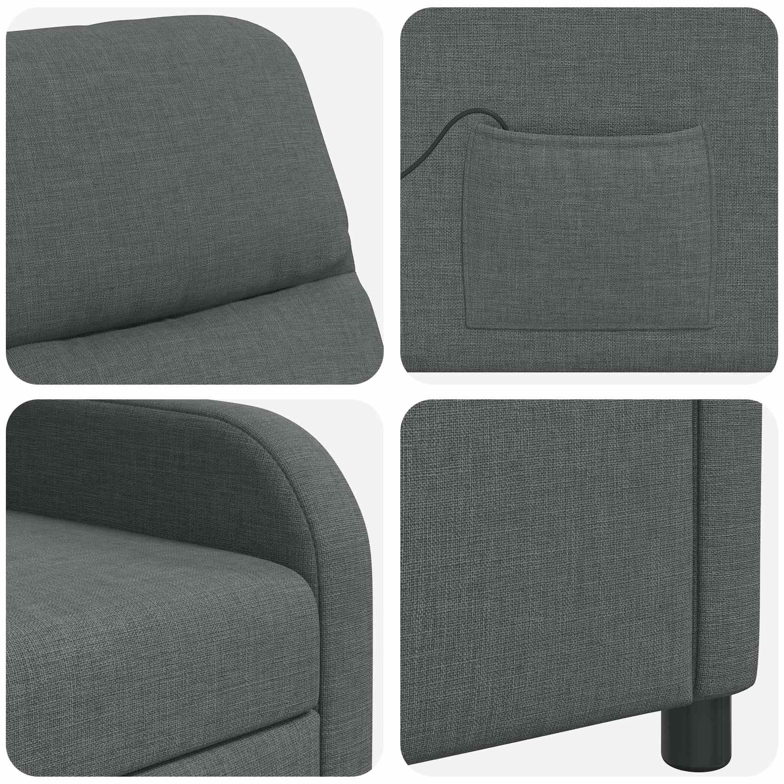 Poltrona relax in tessuto grigio scuro con schienale regolabile 115-160