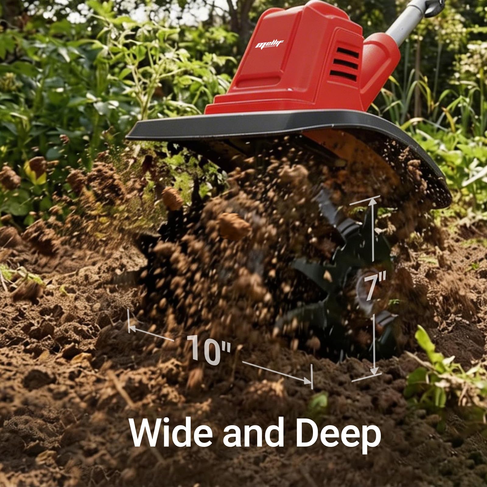 Cultivador de jardín inalámbrico sin escobillas compatible con batería Milwaukee de 18 V (solo herramienta), 10 pulgadas de ancho y 7 pulgadas de profundidad, mini aireador giratorio de 48 dientes