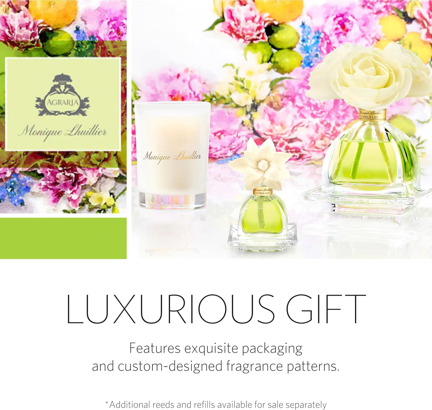 AGRARIA AirEssence & PetiteEssence Flower and Reed Diffuser Set, Luxury Home Fragrance Set, Scented Oil Reed Diffuser Gift for All Occasions