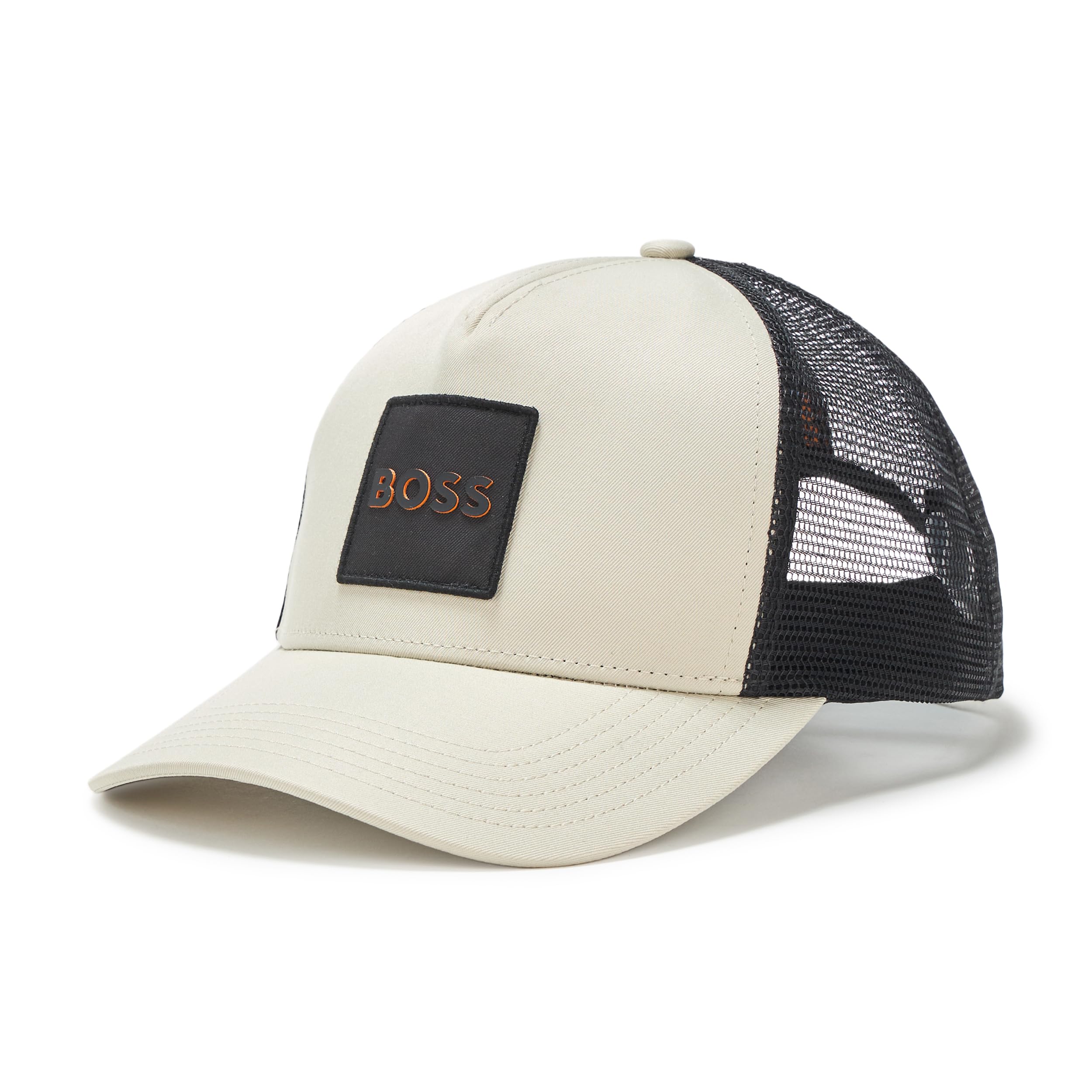 BOSS Men's Contrast Logo Trucker Hat One Size Soft Crème