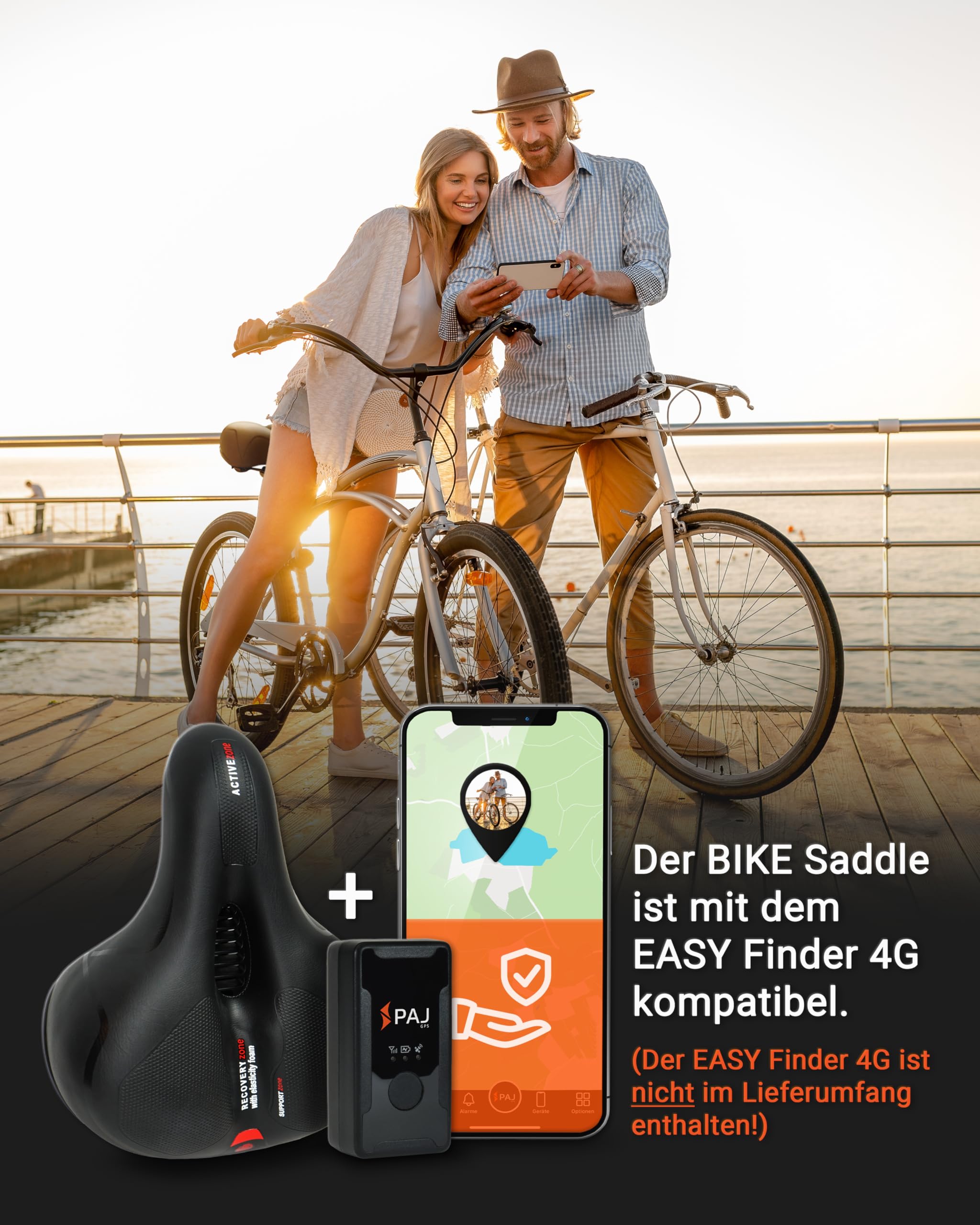 PAJ GPS Fahrradsattel ohne Halterung - Cloud Comfort Technologie - geeignet in Verbindung mit dem Easy Finder 4G (Nicht enthalten) als GPS Tracker für Fahrräder, e Fahrrad, MTB UVM im Fahrrad Sattel