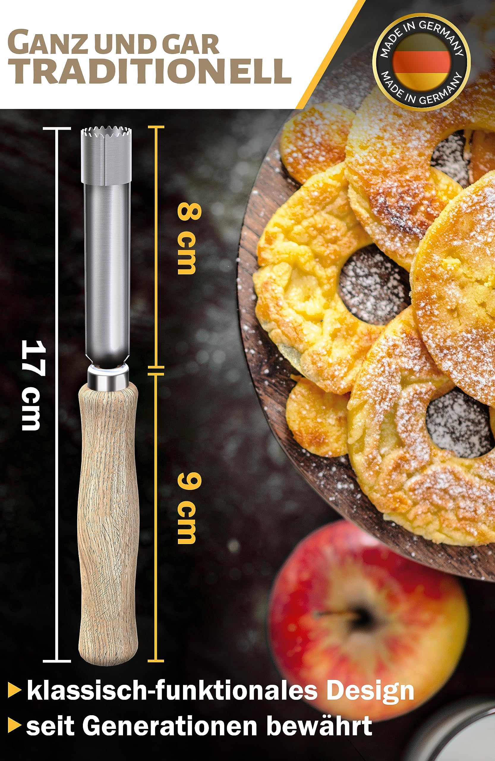 Vide-Pommes Professionnel - Made In Germany - Pour Pommes/Poires/Coings - Ustensile Cuisine Pratique - Livraison Gratuite