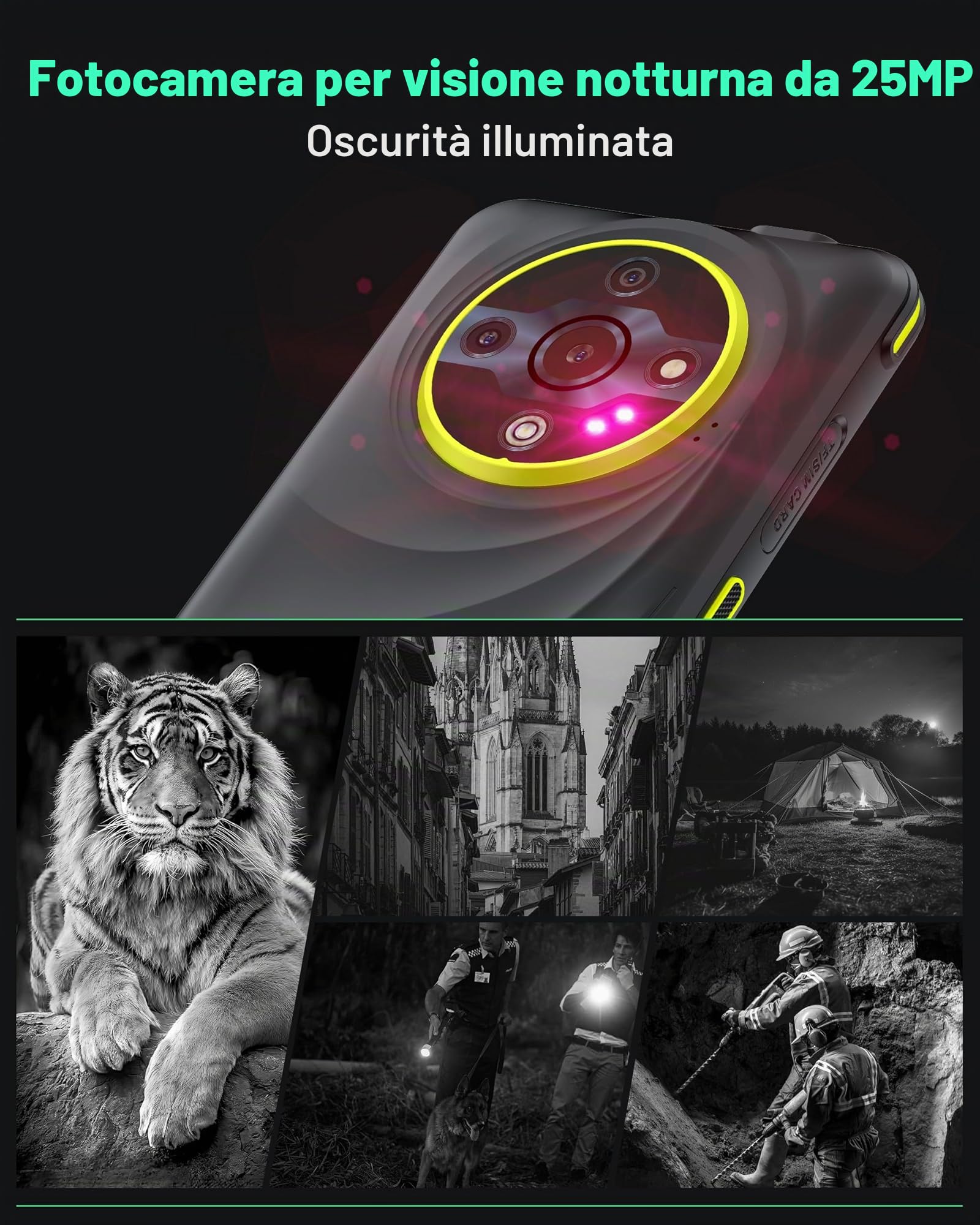 Ulefone Armor X31 Pro 5G Rugged Smartphone 2025, 16GB+256GB/SD-2TB Android 14, 6.56" HD+ 120Hz, 64MP+25MP Telefono Indistruttibile 6050mAh, 3-Slots/Flashlight/Face ID/Fingerprint/GPS/OTG/NFC Nero