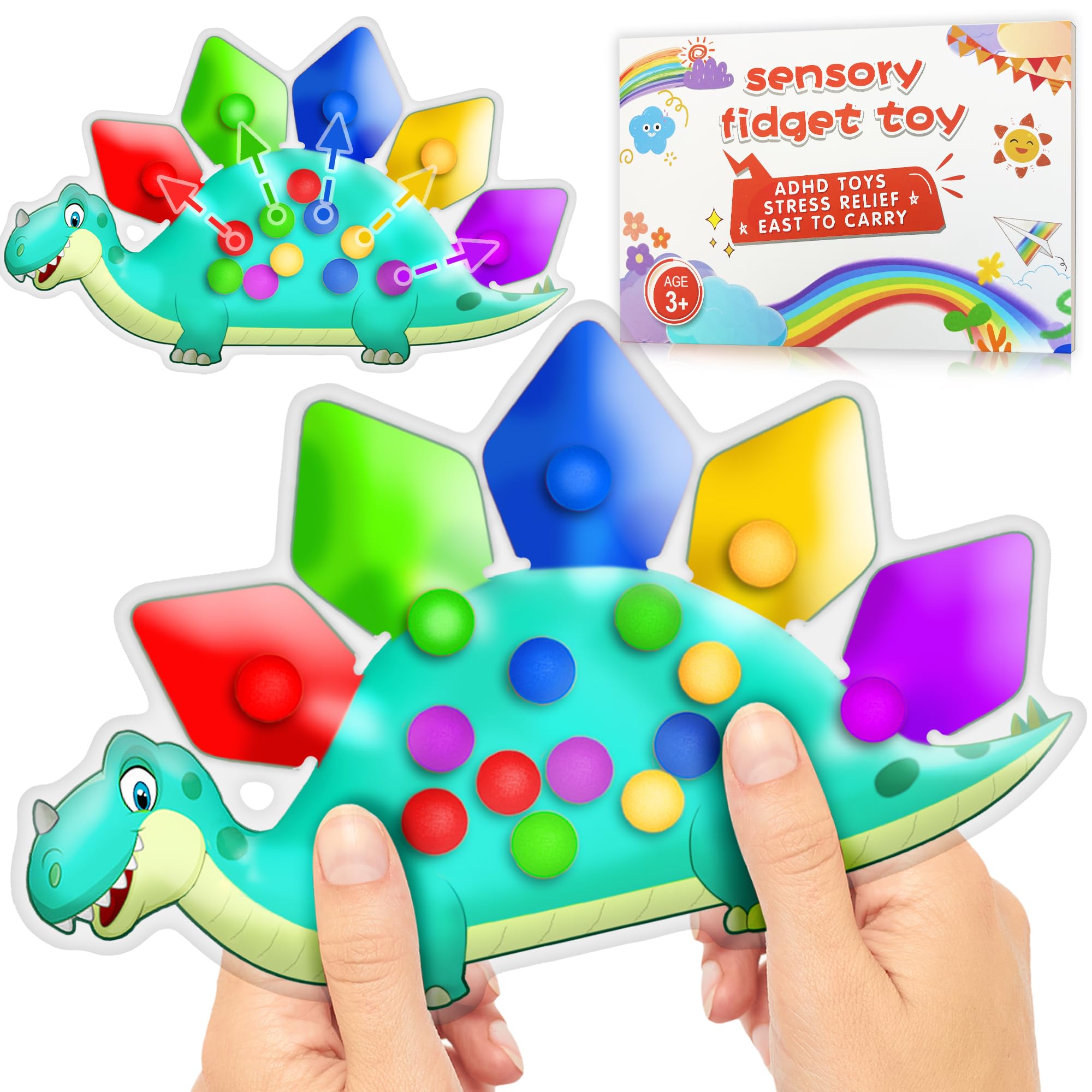 Christmas Stocking Stuffers Dinosaur Color Sorting Sensory Toy for Toddler Activities Fine Motor Matching Game Roadtrip Travel Essential Autism Fidget for Preschool Classroom Gift for Kid 3-5 Year Old