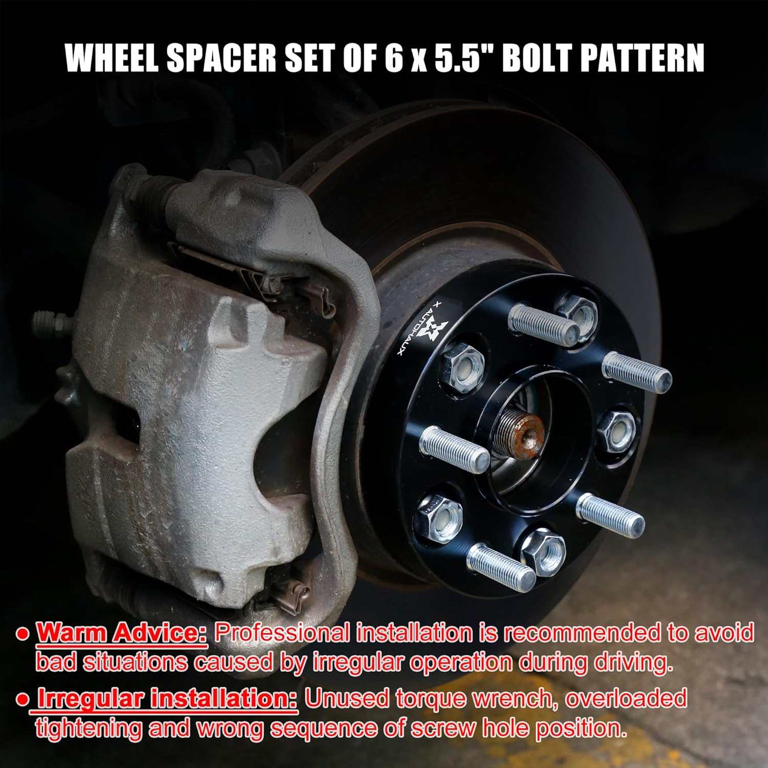 X AUTOHAUX 4pcs 6 Lug 1.5'' Thickness Wheel Spacers Adapter 6x5.5" Hub Centric Wheel Spacers Adapters with 106mm Hub Bore Black for Toyota for Lexus