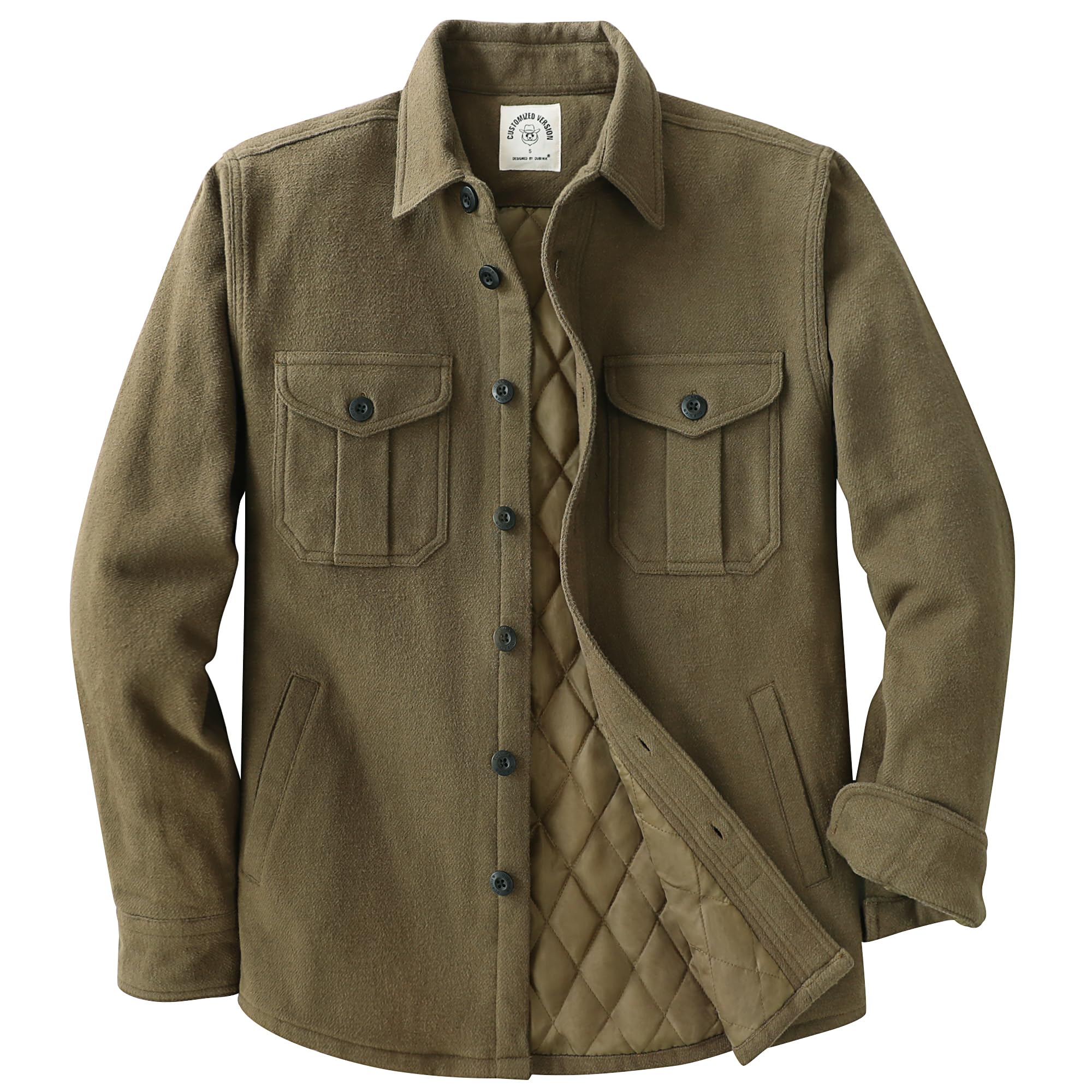 Dubinik® Flannel Jacket for Men, Casual Warm Long Sleeve Outer Shirt | Soft Brushed Feel, Cozy Warmth, Dual Pocket Storage, Box Pleat Back, Durable Everyday Wear, Comfortable Layering