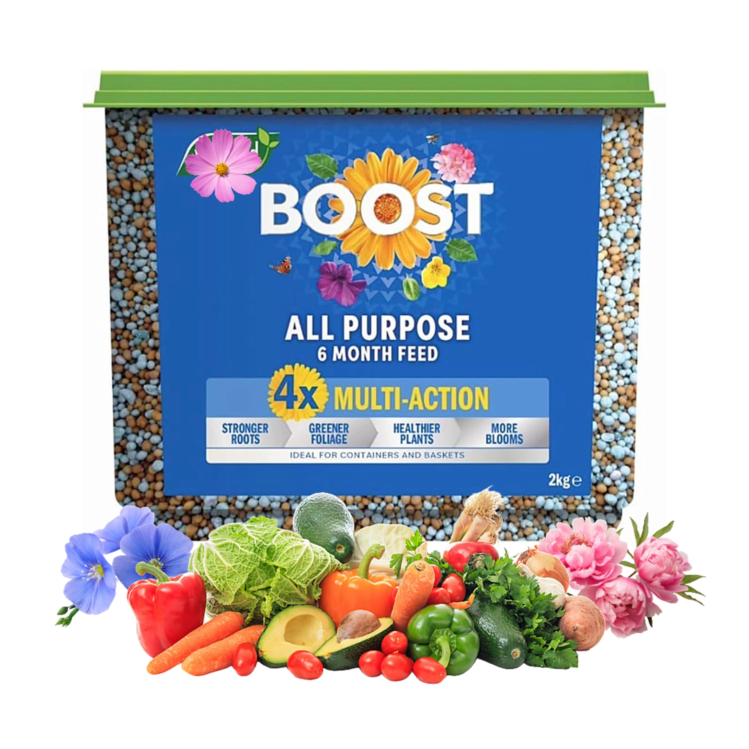 Grow More Plant Food Fertilizer - 2kg All Purpose 6-Month Slow Release Plant Food Granules for Outdoor Plants with Topline Card. Garden Fertiliser for Plants, Vegetables or Houseplants