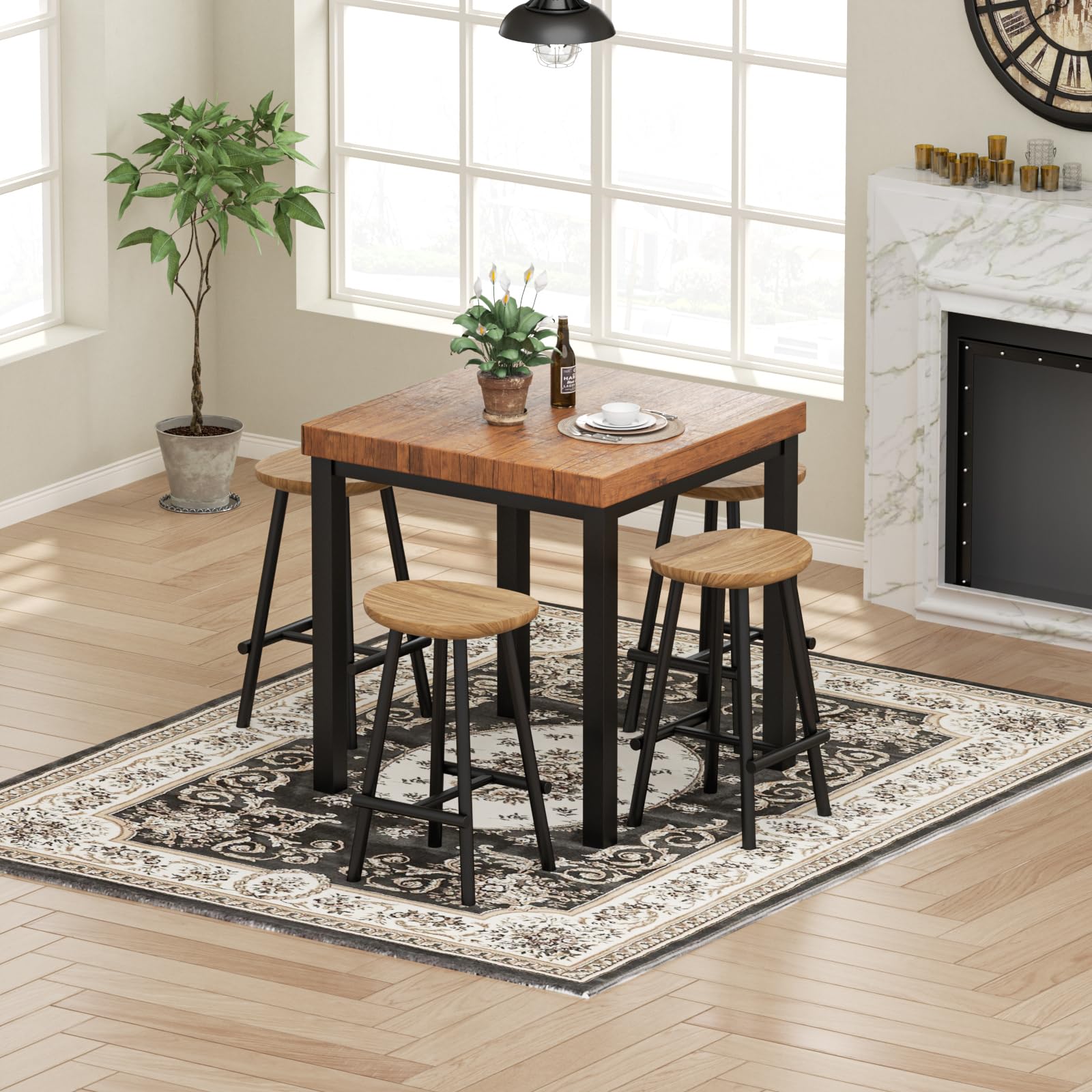 Amazon｜FiveWillowise ダイニングテーブル 4人用 長方形キッチン