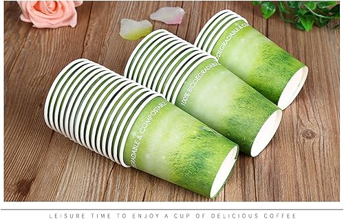 Vista 57 de Yes!Fresh Diseño especial de hierba verde, taza de papel caliente desechable, respetuoso del medio ambiente, 100% biodegradable y compostable