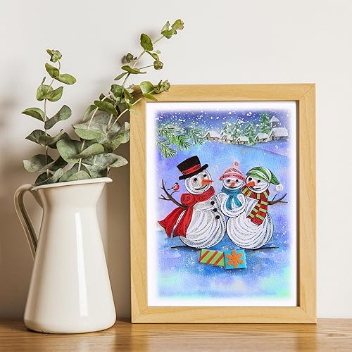 Miniatura 3 de TUMYBee Tarjeta de Navidad con diseño de muñeco de nieve, 5 x 7 pulgadas, hecha a mano, temática de muñeco de nieve