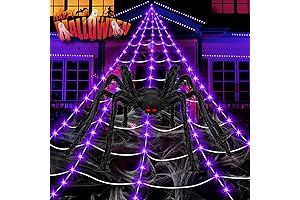 Halloween Decorations Outdoor, 200 LED Halloween Giant Spider Web Lights