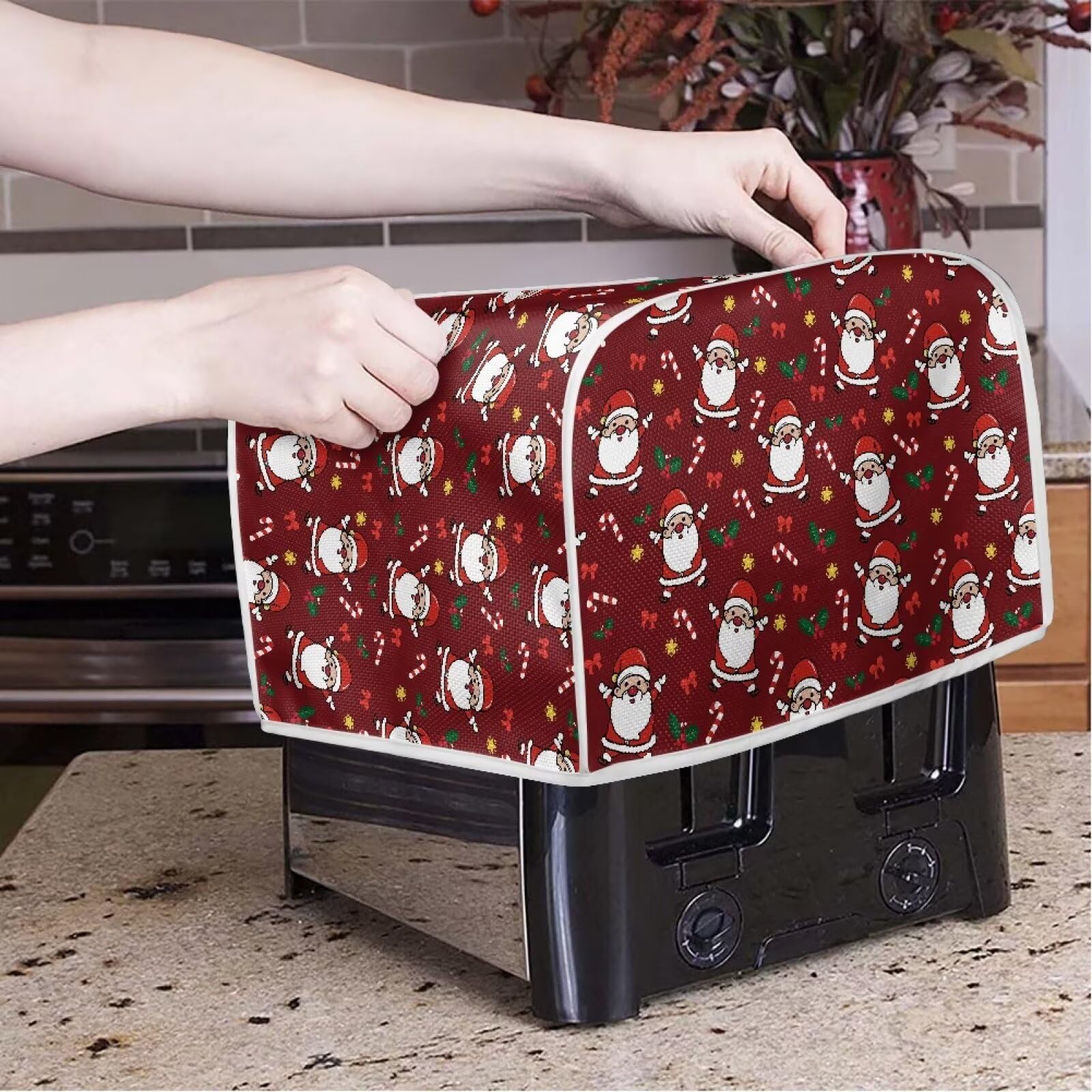 Baxinh Snowman Print Toaster Cover - 2 Slice Dust Protector With Handle - View #5