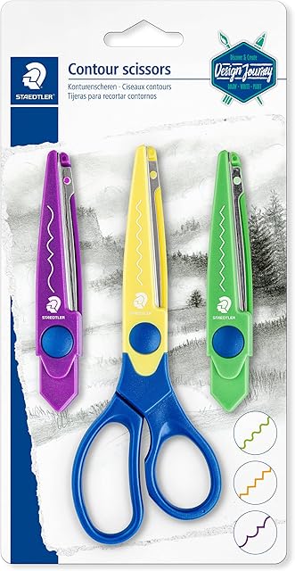 STAEDTLER 965-S BK-C Design Journey Craft Contour Scissors (Zig Zag, Waves & Deckle Edge)