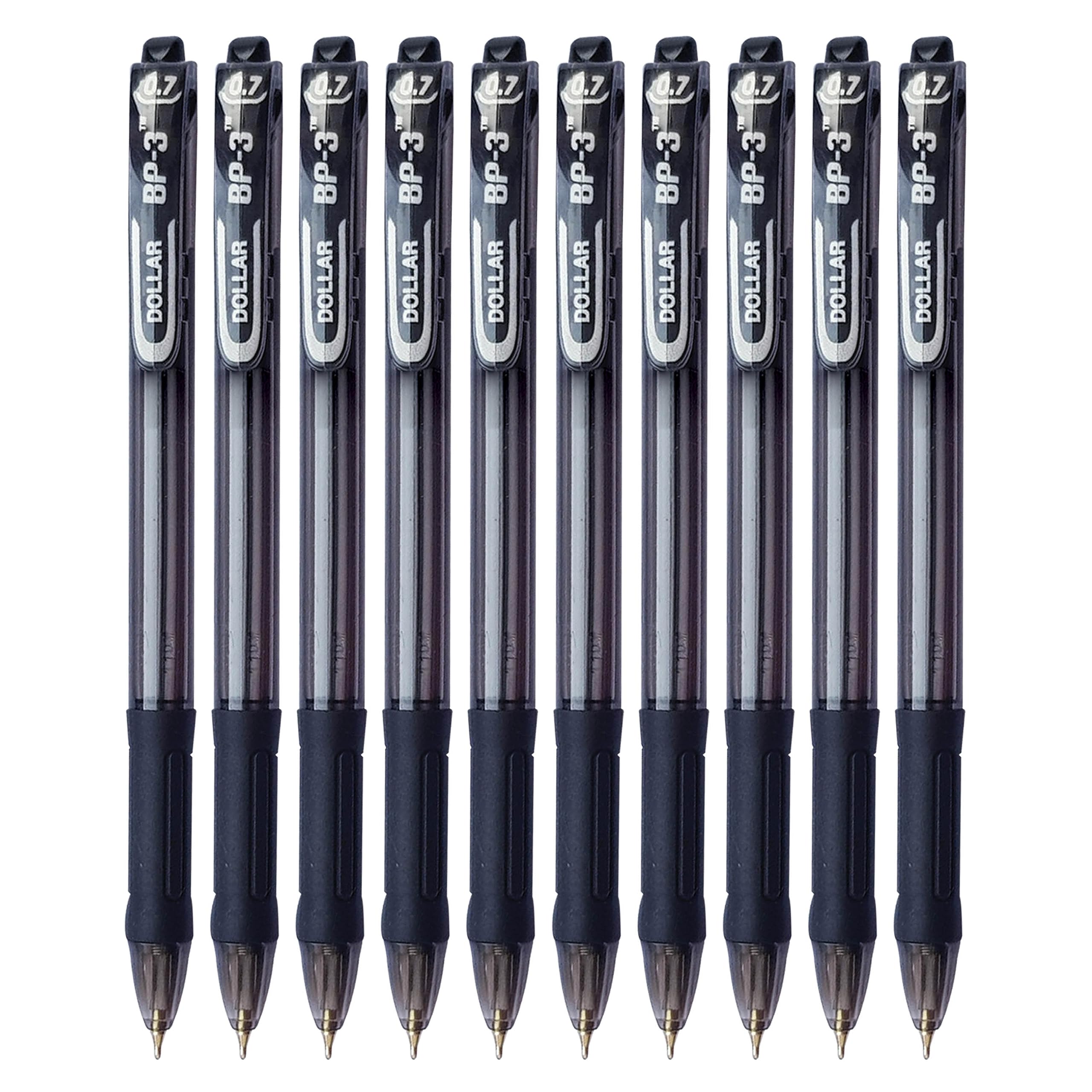 Retractable Ballpoint Pens, BLACK, Pack of 10, Fine Point (0.7mm), VAI-JTN Click Ball Pens, Perfect Pens for School Office Home, iVAIDEX