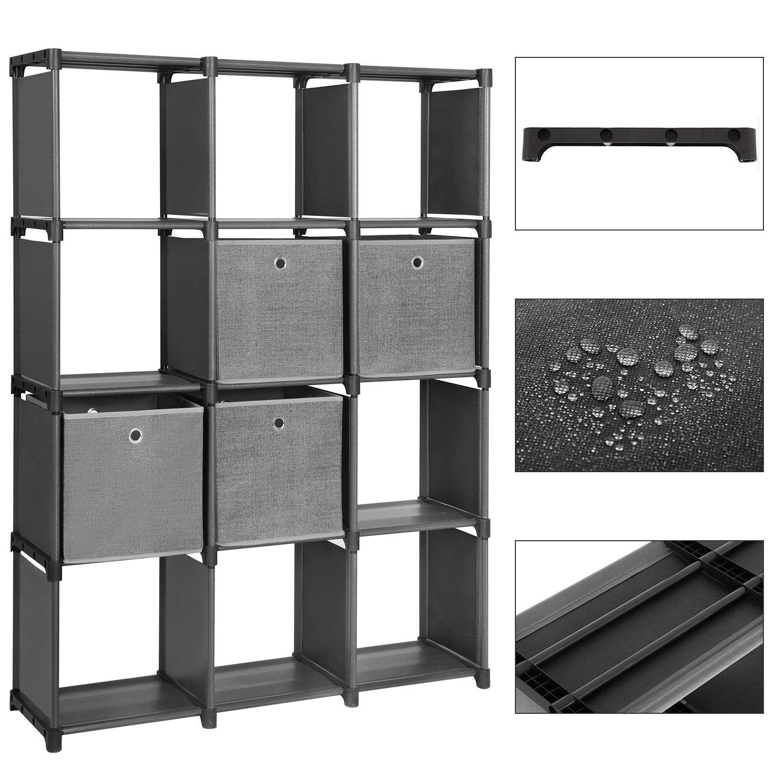 SONGMICS DIY Cube Storage Unit with 4 Storage Boxes, 12 Cubes
