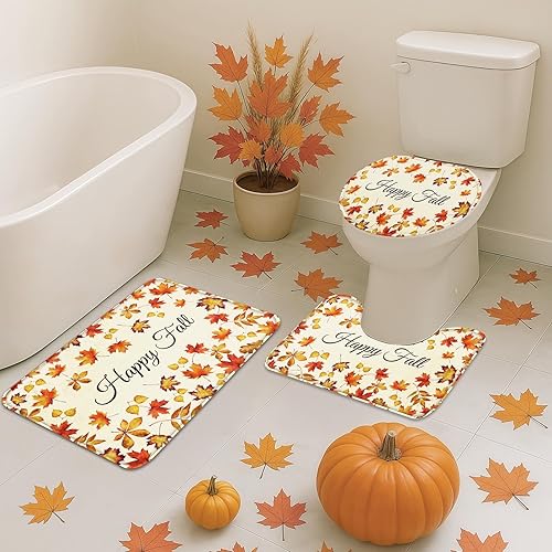 Miniatura 6 de Juego de cortina de ducha de Halloween con tapa de inodoro y alfombras antideslizantes, 4 cortinas de ducha para baño, decoración de baño con diseño