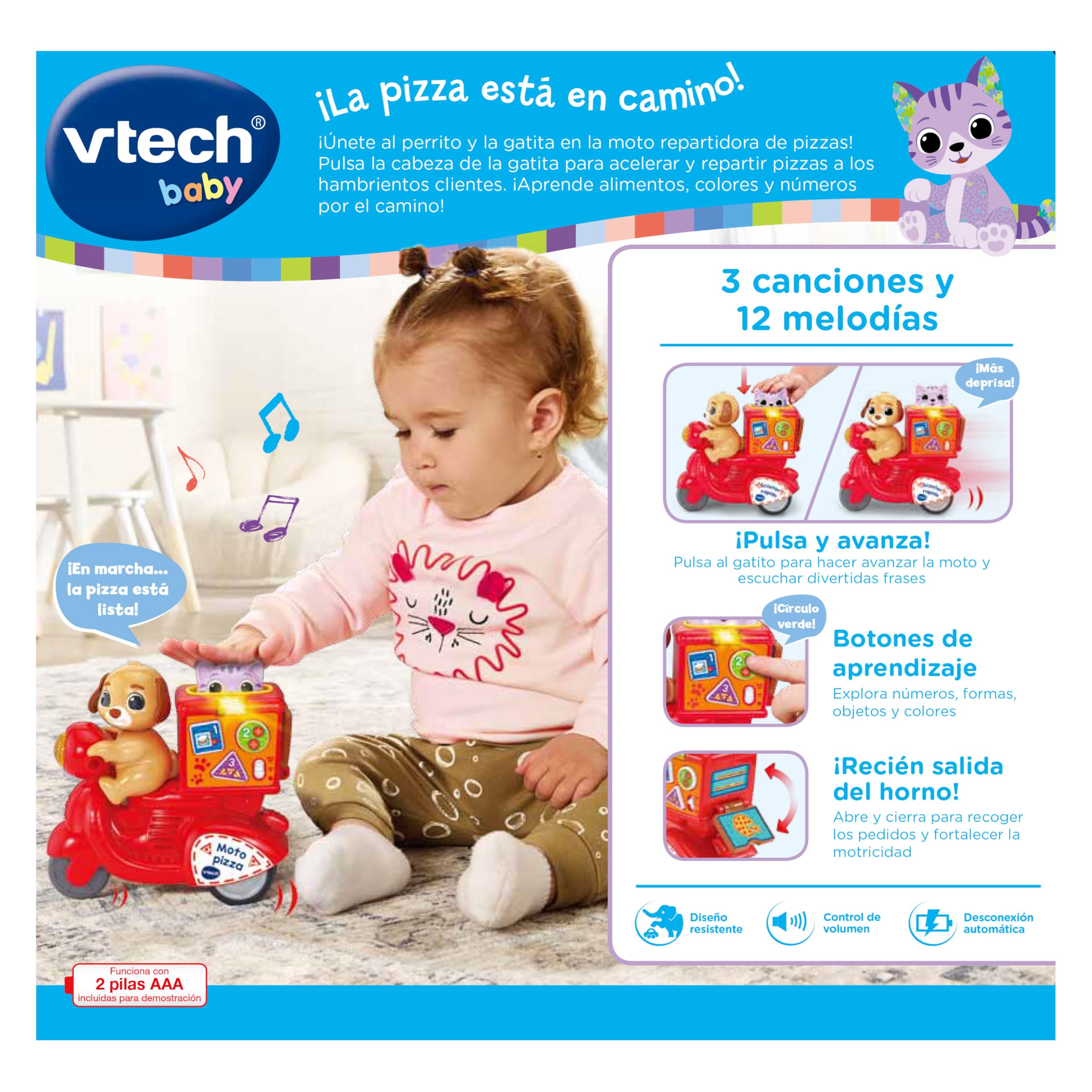VTech-Baby Mi Moto Scooter de Paseo 2 en 1, Moto Interactiva Andador y Montador, Canciones y Melodías, Enseña Números y Colores, Sensor Movimiento VTech-Baby Mi Moto Scooter de Paseo 2 en 1, Moto Interactiva Andador y Montador, Canciones y Melodías, Enseña Números y Colores, Sensor Movimiento